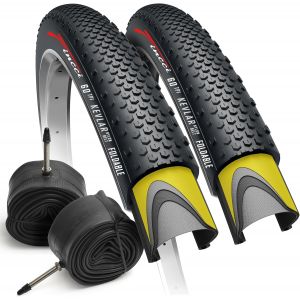 Subzonal-Gravel Pneus 700 X 38c Avec Protection Anti Crevaison 1mm - Paire Pliable Tire 28 X 1.5 Pouces Avec 2x Chambre A Air 40-622, 30 Tpi Pour Tourn&eacute;e & &Eacute;lectrique & Route & Hybrid & Vtt Velos - Neuf
