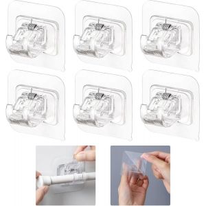 ERYI-6 Pièces Support De Rideau Sans Perçage, Adhesifs Support Tringle Rideaux, Crochets Rideau Sans Perçage Pour Tringles À Rideaux, Barres À Serviettes, Salles De Bains, Cuisines - Neuf