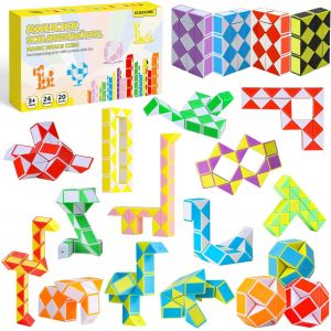 KALANKA-Lot de 20 cubes magiques en forme de serpent - 24 blocs de dés de vitesse de serpent - Pour sacs de fête, jouets de puzzle serpent, cadeaux de fête pour enfants (couleur aléatoire) - Neuf