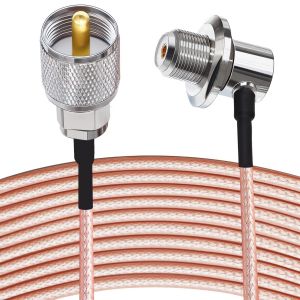 UHF mâle à UHF femelle câble de queue de cochon RG316 câble coaxial d'antenne d'autoradio SO239 mâle à PL259 femelle câble d'extension d'autoradio à angle droit 16,4 pi (5 M) - Neuf