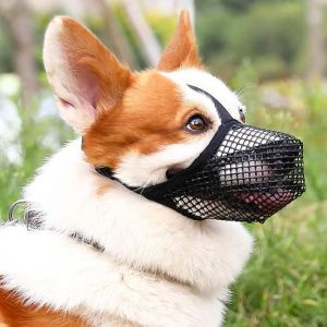 Masque Pour Chien En Nylon Souple (Noir, L) - Masque En Maille Respirante Réglable, Masque Pour Chien, Anti-Morsure, Anti-Aboiement Et Anti-Léchage - Neuf