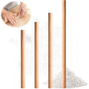 JEXNOVASHOP-Lot de 4 rouleaux &agrave; p&acirc;tisserie professionnels en bois de h&ecirc;tre sans poign&eacute;es - Toucher lisse - Non collant - Convient pour la fabrication de p&acirc;tisseries, de boulettes, d'emballages et - Neuf