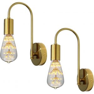 2 Pi&egrave;ces Applique Murale Interieur Vintage E27 Lampe Murale Or Applique Murale pour Salon,Chambre &agrave; Coucher,Couloir,Escaliers,Bar,Caf&eacute;,Salle &agrave; Manger - Neuf