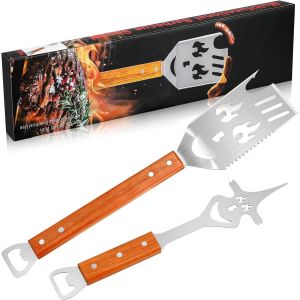 Ulteronixshop-Lot de 2 ustensiles de barbecue - 5 en 1 - Spatule multifonction en acier inoxydable - Fourchette &agrave; barbecue multifonction 5 en 1 - Pour les amateurs de barbecue - Neuf