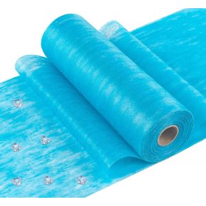 ERSHI- Chemin de Table Non Tissé Ruban de Table, Chemin Table Bleu 23cmx30m, Courroie Décoration de Table Elégante avec 150 Coeurs [4592] - Neuf