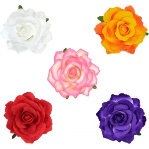 Shiliu-5 Pièces Fleur Broche Tête Ornement Mariée Femmes Rose Fleur Accessoires De Cheveux Pince À Cheveux De Mariage Danseuse De F[ - Neuf