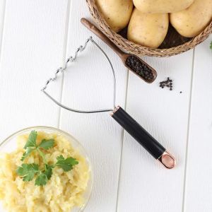 Presse-Purée En Acier Inoxydable, Presse-Purée Robuste, Presse-Purée Professionnel En Fil Métallique, Ustensile De Cuisine Pour Haricots, Avocats Et Légumes - 26 Cm (Or Rose) - Neuf