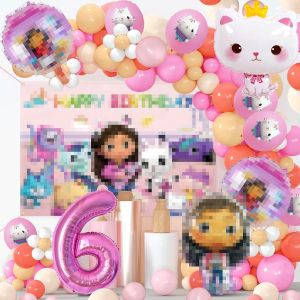 CAUC-76 Pcs Décoration Anniversaire Gabby 6 Années - Thème, Ballons et Chaîne de Ballons - Neuf
