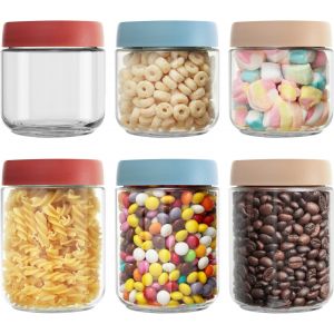 Cmws-Overnight Oats Jar - Lot De 6 Bocaux En Verre Avec Couvercle (3x480ml + 3x350ml) Herm&eacute;tique | Pots Yaourts Empilables Pour Stockage Alimentaire - Neuf