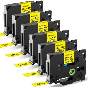 6x Compatible Ruban Remplacement pour Brother P-touch TZ TZe-631 12mm x 8m Cassette pour &eacute;tiqueteuse PT-H105 H107 H100R H75 H100LB H101C 1000 1005 D200 E110 D400, Noir sur Jaune - Neuf