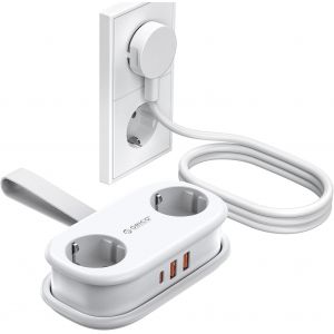 Multiprise d¿Alimentation USB C 20W,2 Prises avec et 3 Ports de Charge USB (1 USB C) Compatible avec Le téléphone Le Bureau à Domicile sur Le Navire 1,5m (White) - Neuf