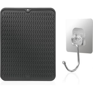 1 Set De Table D'&eacute;gouttement,1 Crochet,Tapis D'&eacute;gouttement En Silicone,Tapis D'&eacute;gouttement De Cuisine,Tapis Antid&eacute;rapant - Neuf