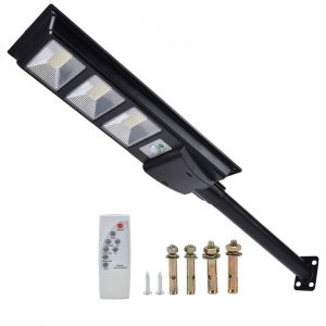 Hjlian Lampadaire Solaire 234 Led 300 W Etanche Avec Capteur De Synchronisation Pour Jardin, Exterieur Et Parc - Neuf
