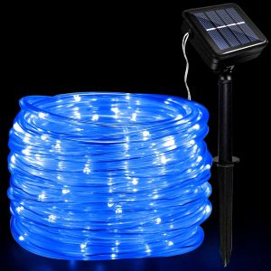 Kal-Guirlande Lumineuse Solaire Extérieure Led, Ip65 Étanche Guirlande Lumineuse 12m/39.4ft 100leds Solaire Décoration Lumières Avec 8 Modes D'éclairage Pour Jardin Arbre Fête Décoration De Noël - Neuf