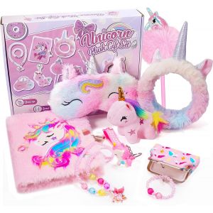 Cadeau Licorne Fille 3-12 Ans,Journal Intime Fille avec Stylo Bijoux Fille Masque de Nuit Porte Monnaie Enfant Bandeau Maquillage Porte Clé Licorne Jouet Fille Carnet Secret Fille - Neuf