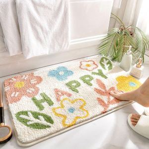 Kal-Tapis De Bain Antidérapant, Tapis Salle De Bain Moelleux En Microfibre, Tapis De Douche Absorbant Lavable En Machine Pour Salle De Bain, Cuisine, Chambre, Porte (Soyez Heureux, 50x80cm) - Neuf