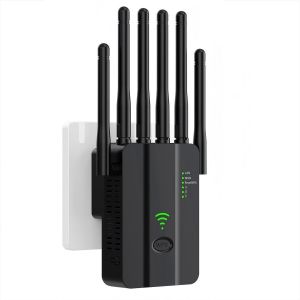 2025 Répéteur WiFi 2.4GHz Monobande - Amplificateur WiFi 300Mbps 6 Antennes, 2 Ports LAN Gigabit, WPS One-Touch - Compatible Toutes Box Internet - Intérieur/Extérieur - Neuf