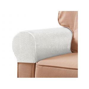 Housse D'accoudoir De Canapé Et De Chaise, Une Paire, Blanche, Extensible, Protecteur De Bras De Canapé - Neuf