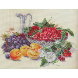 Kit Point De Croix Compt&eacute; "Abricots Et Framboises" 37x27 Cm - Neuf