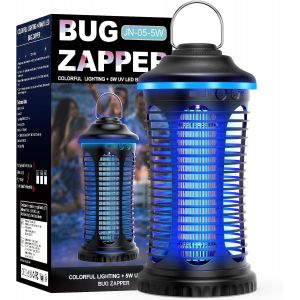 Lampe Anti Moustique,4000mAh 2000V Portable Rechargeable par USB Tueur D'Insectes,Piège à Mouches Électrique Piège Lumineux LED,Extérieur et Intérieur pour la Maison,Cuisine,Jardin,Camping - Neuf