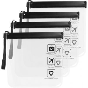 KALANKA-4 Trousses de Toilette Transparentes Noir, 20x20cm Kit Voyage Avion Cabine Sac à Liquide 1L Pochette Transparente Voyage, Sac de Voyage Transparent Trousse pour Liquides Femmes & Hommes - Neuf