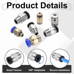 MEVRONISSHOP-Lot de 10 raccords pneumatiques PC6-M10 pour connecter les raccords de tube pneumatique, raccord direct pour imprimante 3D, tubes de 4 x 6 mm, noir - Neuf