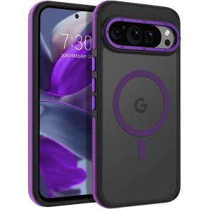 LORANKA-Coque magn&eacute;tique pour Google Pixel 9/9 Pro, protection de qualit&eacute; militaire am&eacute;lior&eacute;e de 4,3 m, compatible avec MagSafe, fine, translucide, mate et r&eacute;sistante aux chocs avec bandes lat&eacute;rales - Neuf