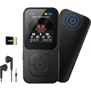 64Gb Lecteur Mp3 Avec Bluetooth 5.3, Lecteur Musical Portable Avec Haut-Parleur, Radio Fm, Enregistreur Vocal, Dur&eacute;e De Batterie Plus Longue, Transmission Rapide,Extinction Programm&eacute;e, Jusqu'&Agrave; 256Gb - Neuf