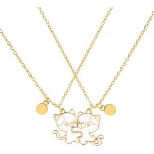2 Pi&egrave;ces Colliers D'amiti&eacute; Chat Collier Magn&eacute;tiques Pour Couple Colliers &Agrave; Pendentif Chat Pour Femmes Pendentifs Mignons Collier D'amiti&eacute; Pour 2 Filles Bijoux Pour Femmes - Neuf