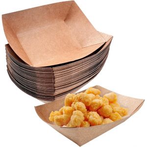 Loranka-Barquette Carton, Bols Pour Amuse-Gueules,50pcs Barquette Frite, Mat&eacute;riau De Rev&ecirc;tement Organique De Qualit&eacute; Alimentaire, Pour Frites, Collations, Macarons, Currywurst, Salade - Neuf