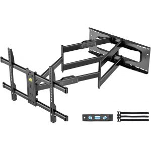 MEVRONISSHOP-Support Mural TV Longue port&eacute;e 1090mm, Double Bras articul&eacute;, inclinable et pivotant pour TV Plat/Courbe de 50 &agrave; 90"", Charge maximale 75 kg, VESA 600 x 400 mm - Neuf