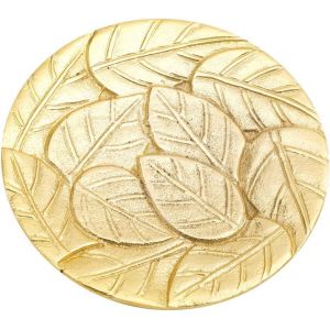 KALANKA-Assiette à Bougie Rustique Coupe Feuille Ø14cm Aluminium Or Soucoupe Décoration 10351 - Neuf