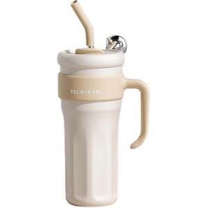 Gobelet De 40 Oz,Tasse À Vide Thermique À Double Paroi Avec Poignée Et Paille,Bouteilles D'eau Isolées Pour Voyage À Domicile Voiture Entreprise Sport Entraînement Hikin - Neuf