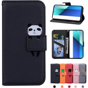 Kal-Xiaomi Redmi Note 13 4g H&uuml;lle Pu Leder Brieftasche Xiaomi Redmi Note 13 4g Schutzh&uuml;lle Stehfunktion Magnetic Closure Handyh&uuml;lle F&uuml;r Redmi Note 13 4g Schwarzer Panda - Neuf