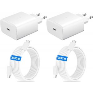 JGD-45W USB CChargeur Adaptateur,pour&iquest;Samsung Galaxy Ultra S25/S24/S23/S22/S21/S20/+/Note 20/10/9/8/A73/A53/A54/A56/S10/S9,iPhone17/16/15/Pro/Pro Max/Plus,iPad,Moto,Google,Chargeur Rapide,et 2M C&acirc;ble - Neuf