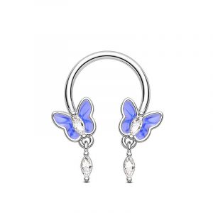 3pcs Anneau De Nez En Acier Inoxydable En Forme De Fer À Cheval, Anneau De Nez En Forme De Planète, Tige En C, C?ur De Pêche, Os D'oreille, Clou, Septum Nasal, Bijoux-Papillon Blanc-1,2*10 - Neuf