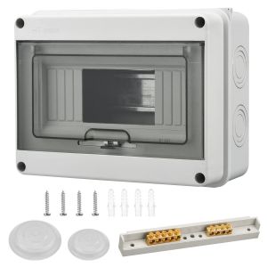 Coffret Electrique Etanche Exterieur 8 Modules,Tableau Electrique,IP65 ABS Toitier Electrique,Boite Electrique Etanche avec Accessoires,pour Jardin,Usine,Mur (8 Modules) - Neuf