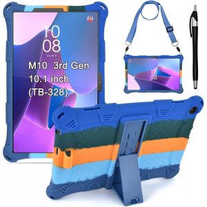 ERYI-Coque Pour Lenovo Tab M10 3E Génération 10.1 Pouces Tb328 2022 Avec Porte-Crayon Protection Housse Silicone Pour Tablette M10 3Rd Gen Étui Pochette Avec Stylus Pen Bandoulière Pour M10 10.1 - Neuf