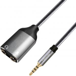 Adaptateur R&eacute;partiteur Pour Casques,C&acirc;ble R&eacute;partiteur Pour Casque Et Microphone Trs M&acirc;le &Agrave; 4 Broches Vers 2 Femelles Trs,Tress&eacute; En Nylon 3,5 Mm Trrs (3m) - Neuf