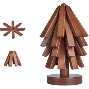 Subzonal-Lot De 4 Sous-Verres En Bois Pour Art D'arbre, Ensemble De Sous-Verres En Bambou, Sous-Verres Pliables En Forme D'arbre, Sous-Verres En Noyer En Bois Matelas Isolant (4 Pi&egrave;ces) - Neuf