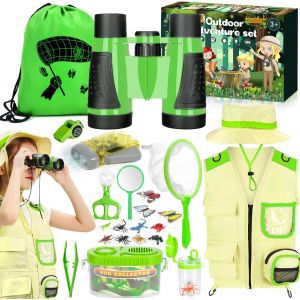 ERYI-Kit Exploration Enfant 23 Pièces ¿ Ensemble D'Aventure Avec Jumelles, Loupe, Boîte À Insectes, Gilet, Chapeau, Boussole, Filet À Papillons & Observation Insectes Pour Jeux Extérieur - Neuf