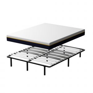 Ensemble matelas double en mousse de 17 cm + sommier &agrave; lattes larges 160x200 cm - Neuf