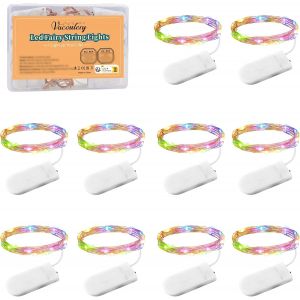 Guirlande Lumineuse Pile, 1m 10 Led Guirlandes Lumineuses À Led, Lot De 10 Coloré Guirlande Lumineuse Chambre Pour Fête Anniversaire Soirée Fête Jardin - Neuf
