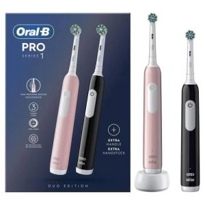 Lot De Deux Brosses À Dents Électriques Oral-B Pro Series 1 Rose Et Noire Avec 2 Brossettes - Neuf
