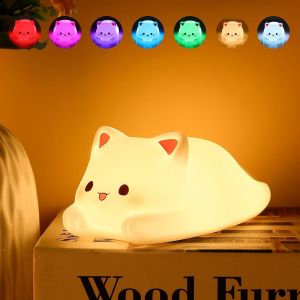 Veilleuse Lapin Pour Enfants, Veilleuse Mignon La Maternelle, Veilleuse Kawaii Petit Lapin Chambre Enfant Décoration, Portable Avec Chargement (Chat Rechargeable-B) - Neuf