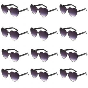 12pcs Lunettes De Soleil Coeur Pour Femmes Lunettes De Soleil En Forme De Coeur Transparent Pack De Lunettes De Soleil Amusantes En Vrac Pour Les Cadeaux De Fête - Neuf