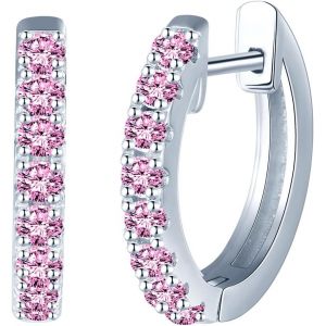 Kal-Boucles D'oreilles Créoles En Argent 925 Pour Femme - 10 Mm - Petites Boucles D'oreilles En Zircone - Cadeau Pour Femme, Petite Amie, Femme, Adolescente, Anniversaire, Fête Des Mères, Mariage, - Neuf