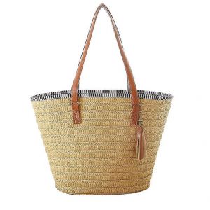 La Paille De Plage L'&Eacute;t&eacute;, Sac &Agrave; Main Womens &Eacute;paule Sac &Agrave; Bandouli&egrave;re En Cuir Poign&eacute;es De Gland Brun - Neuf
