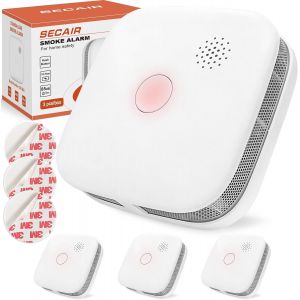 Detecteur de Fum&eacute;e 10 Ans Pile Lot De 3 sans Clignotement avec Support Magn&eacute;tique,Bouton de Mise en Sourdine D&eacute;tecteur d'incendie,D&eacute;tecteur de fum&eacute;e Conforme &agrave; la Norme EN14604 - Neuf