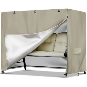 Ulteronixshop-Housse Balancelle 3 Places - Imperm&eacute;able 420d Oxford Housse De Protection Pour Balancelle De Jardin Avec Fermeture &Eacute;clair, Anti-Uv, Coupe-Vent, 220x150x150cm, Kaki - Neuf